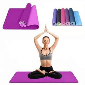 Eco-Friendly 4mm Non-Slip Yoga Mat 4 mm – Anti-Skid Exercise Mat for Home, Gym, Outdoor Workouts | Meditation, Yoga Asanas, Fitness | Yoga Mat for Men, Women & Kids – Multicolor ( Color may vary as per availability )